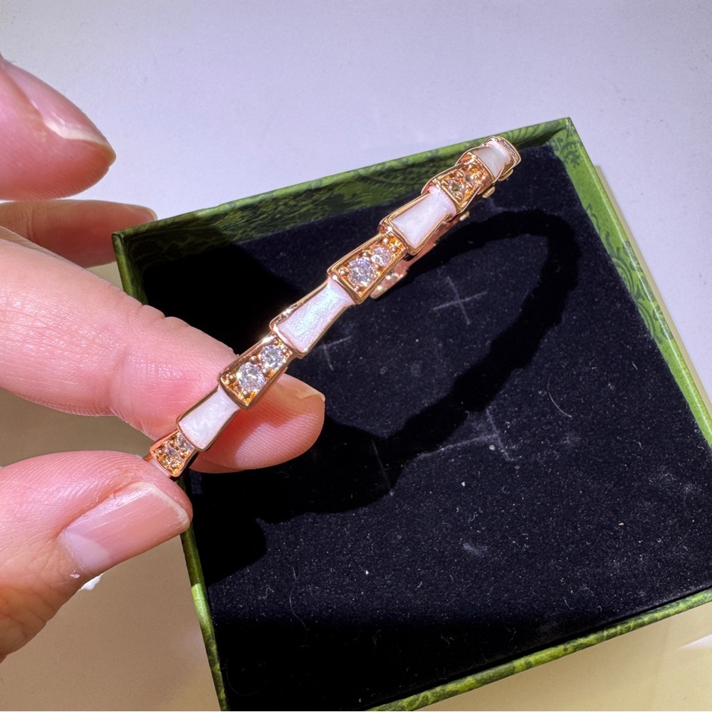 Elegant Rose Gold and White Cuff Bracelet
